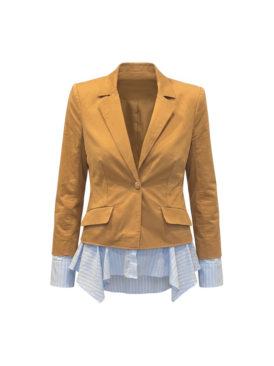 cinq a sept Jackets & Blazers - Cinq à Sept Shilo Mixed Media Blazer Sandstone Blue Bell NWT Size 6
